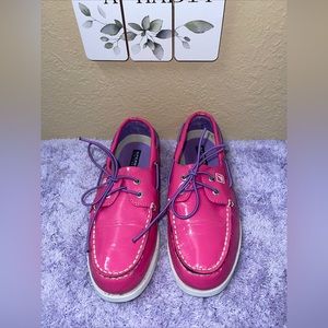 SPERRY TOP SIDER Patent Leather Pink Purple 2 Eye Boat Shoe Size US4M/EU36/UK3.5